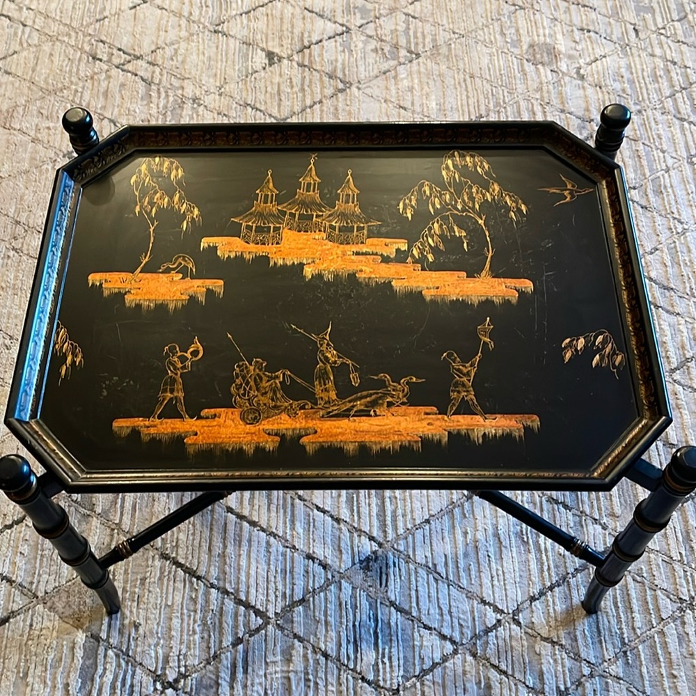 Made in Italy, Black & Gold table w/Occas Tea tray, price includes xtra shipping